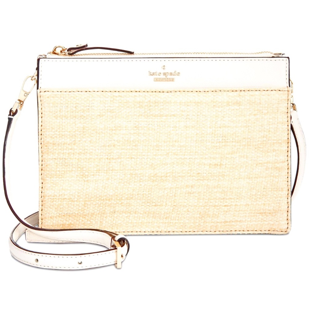 SALE!Kate Spade NY Cameron Street Straw Clarise Crossbody Natural/Cement - RARE!